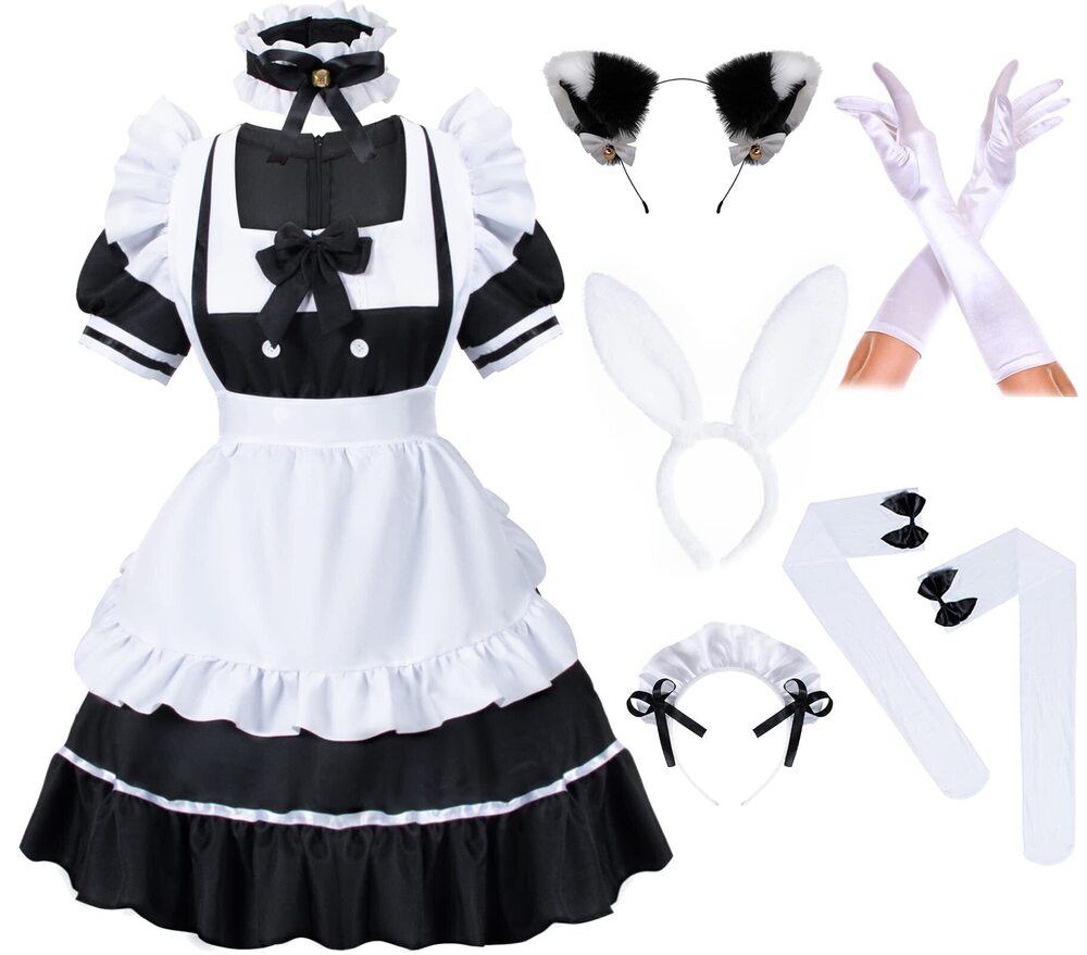 5492 Anime French Bunny Maid Sweet Kawaii Costume Cosplay Dress Furry Cat